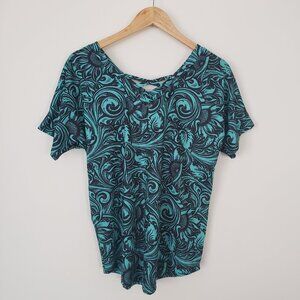 Sterling Kreek Size S Turquoise Tooled Pattern Western Shirt